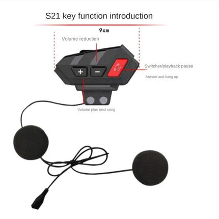 Bluetooth Headset for Riding Helmet Communication Wireless S21 button layout and waterproof speakers for calls music FM radio