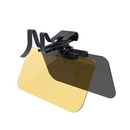SHUNWEI Car Anti High Beam Visor Glasses For Day And Night Driving - dual yellow and dark clip-on sun visor to reduce glare and headlights