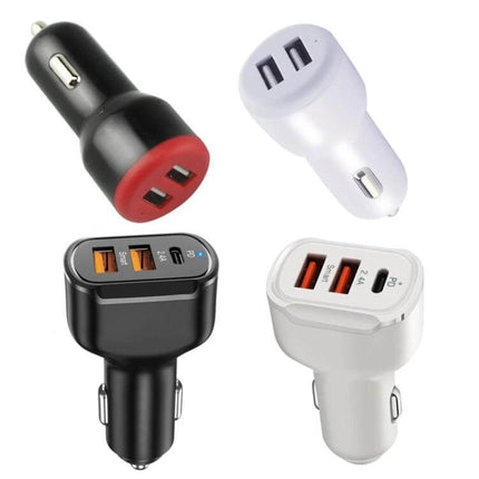PD USB Car Charger, 3 Port Black For Phones And Tablets - compact 30W in-car charger with three USB ports for phones and tablets