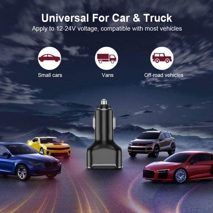 PD USB Car Charger, 3 Port Black For Phones And Tablets compact 3-port 12/24V car charger for phones and tablets, 30W total, fits cars SUVs trucks