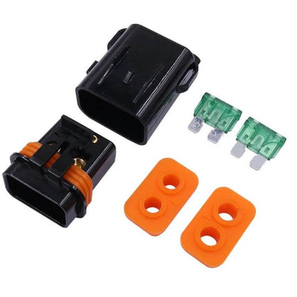 MAXI2 Car Audio Fuse Seat Waterproof Power Cord For Cars - black brass fuse connector with two 30A fuses and orange seal for car audio installs