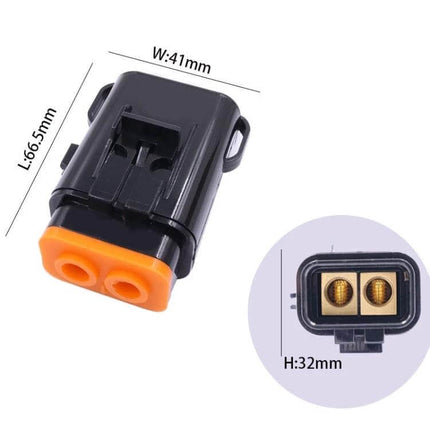 MAXI2 Car Audio Fuse Seat Waterproof Power Cord For Cars - compact brass-body 30A dual-fuse power connector with heat-resistant shell, dimensions shown