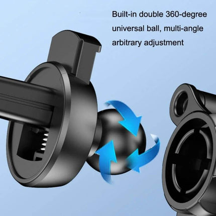 2-Pack Snap Universal Rotating Car Air Outlet Phone Holder showing 360° rotating ball joint and air vent clip in black