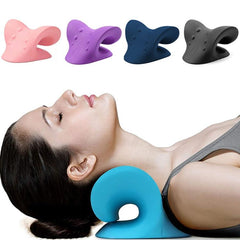 Neck and Shoulder Comfort Traction Pillow - Dual-Sided Cervical Support Device