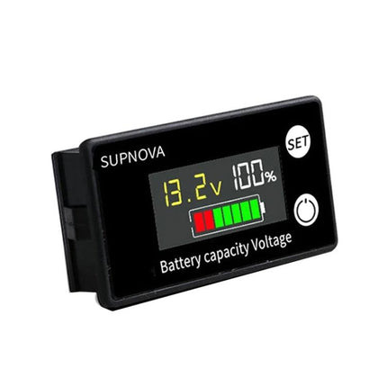SUPNOVA DC Voltmeter for Lithium Batteries with Color Screen showing 13.2V and battery capacity bar