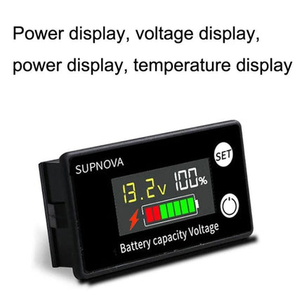 SUPNOVA DC Voltmeter for Lithium Batteries with Color Screen - digital battery capacity voltage display showing 13.2V and charge bar