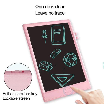 10 Inch LCD Writing Board for Kids' Drawing and Learning - pink reusable drawing tablet with one-click clear and anti-erase lock for children