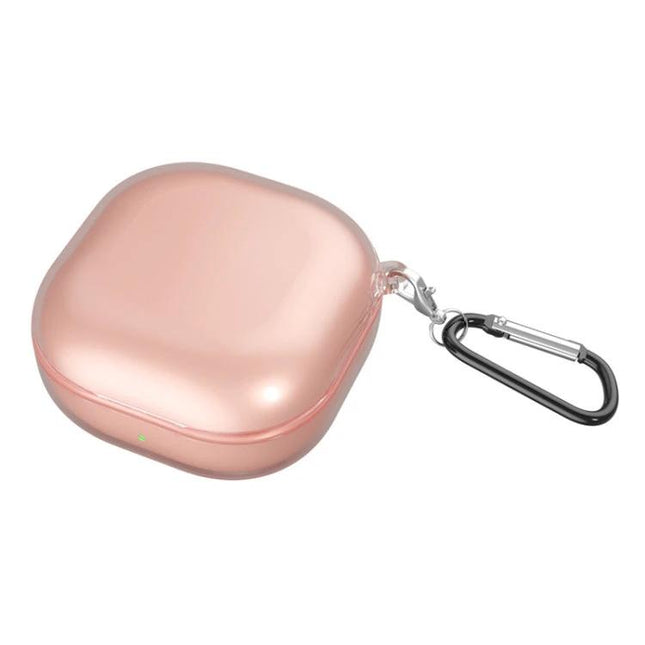 Essential Protective Case for Samsung Galaxy Buds in Daily Use - rose gold curved protective case with carabiner