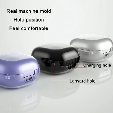 Essential Protective Case for Samsung Galaxy Buds in Daily Use - glossy curved cases showing charging hole and lanyard hole for everyday protection