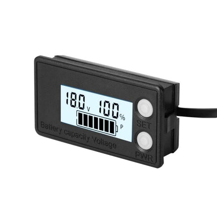 Waterproof Digital Voltage Meter for Monitoring Electric Vehicles - IPX7 display showing 18.0V and battery capacity