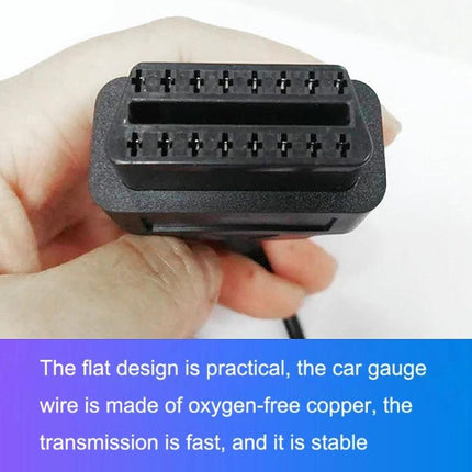 Cable for Diagnosing Car Issues During Routine Maintenance - OBD2 diagnostic cable connector held in hand for home scanning and routine maintenance