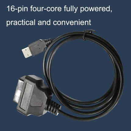 Cable for Diagnosing Car Issues During Routine Maintenance - 16-pin OBD2 diagnostic cable with USB connector for home error code scans