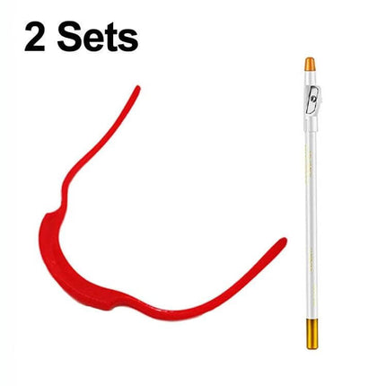 Beard Shaping Board With Shape Ruler And Pen For Precise Lines - red PP board with elastic strap and white marking pen, 2 sets