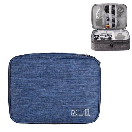 Multifunctional 5-Inch Storage Bag for Cables and Electronics navy travel organizer with elastic bands and mesh pocket