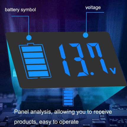 Digital DC Voltmeter for Battery Charge and Temperature Monitoring - color LCD display showing 13.7V and battery symbol for monitoring