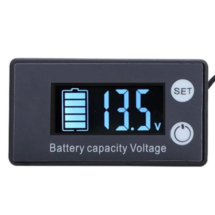 Digital DC Voltmeter for Battery Charge and Temperature Monitoring - color LCD showing 13.5V and battery icon for charge status