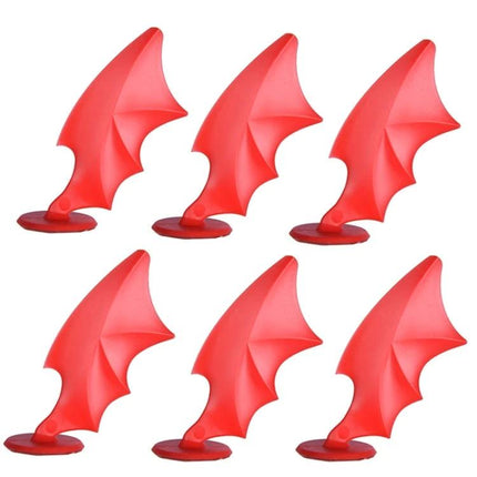 Motorcycle Helmet Horn Decorations, Wing Style Red - compact red wing horn decals for helmets, tool-free adhesive, removable without residue