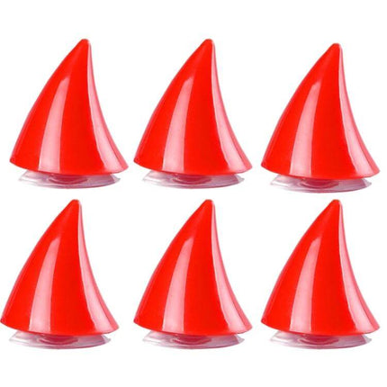 Motorcycle Helmet Horn Decorations, Wing Style Red - six compact red wing horn decals with suction base for helmets, rallies, cosplay