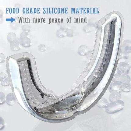 Sleeping Anti Snoring Mouth Guard White For Better Sleep - food-grade silicone U-shaped mouthpiece with soft cleaning head and travel storage box