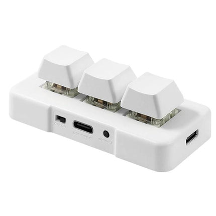 MK321 3-Key Custom Programmable Keypad for Gaming and Office in white, USB-C connection and three mechanical keys for macros