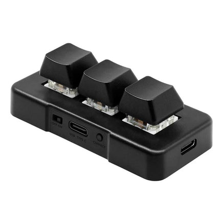 MK321 3-Key Custom Programmable Keypad for Gaming and Office — compact USB 3-key keypad with removable keycaps and programmable macros