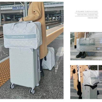 Portable Home Clothes Organizer Moving Bag Large Opening cotton linen waterproof inner layer travel storage bag on suitcase