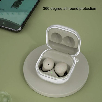 Daily Use Protective Case for Samsung Earbuds on the Go - clear TPU case showing earbuds in open charging case, 360-degree everyday protection