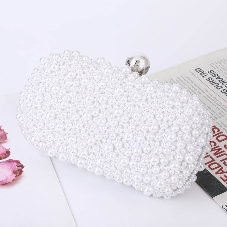 Pearl Evening Bag Soft Face Lock Ladies Crossbody Bag White Beige