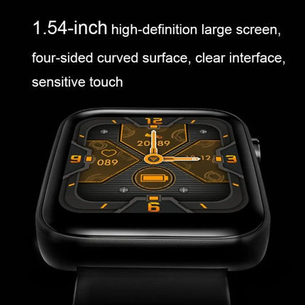 Wearable Smart Watch for Daily Health and Activity Tracking with 1.54-inch HD curved touchscreen showing step and heart rate icons