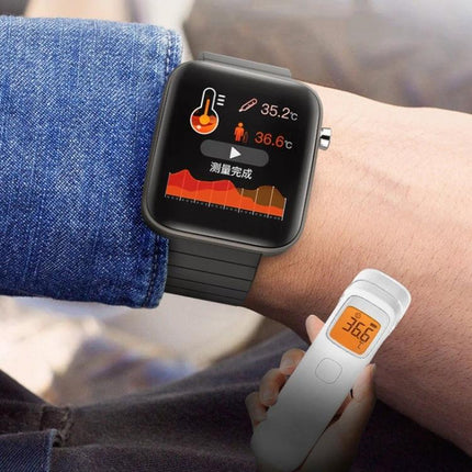 Wearable Smart Watch for Daily Health and Activity Tracking - wrist display showing heart rate, temperature graph and real-time health metrics