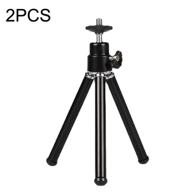 Versatile Adjustable Mini Metal Tripod for Phones and Cameras compact black mini tripod with 90-degree gimbal, non-slip rubber feet for travel vlogging