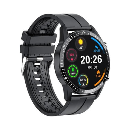 A Versatile Watch for Daily Health Awareness and Activity Tracking - black smartwatch showing time, heart rate, steps and activity rings