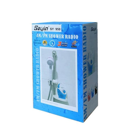 Sayin Portable Waterproof AM/FM Radio for Everyday Use by Seniors - compact blue shower radio in retail box