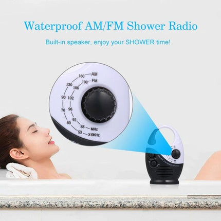 Sayin Portable Waterproof AM/FM Radio for Everyday Use by Seniors compact waterproof shower radio with large dial and built-in speaker