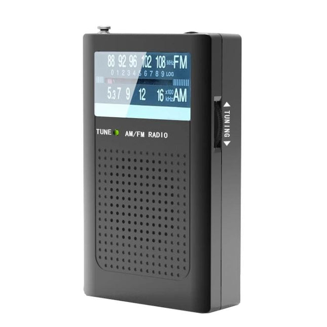 Portable Compact Retro FM/AM Radio for Everyday Listening black portable radio with large speaker and tuning dial