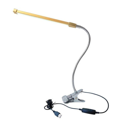 Clip-On Lamp for Daily Study and Desk Sessions at Home – slim gold LED with flexible neck and sturdy clip, USB powered for focused desk lighting