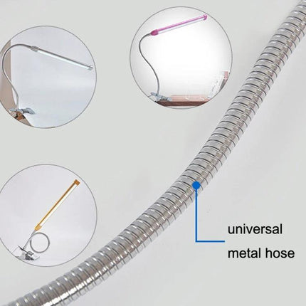 Clip-On Lamp for Daily Study and Desk Sessions at Home showing a flexible universal metal hose and multiple clip-on lamp color options