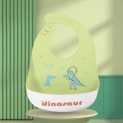 Silicone Baby Bib with Waterproof Design - Ultra-Thin and Adjustable Saliva Towel Dinosaurs Athlete