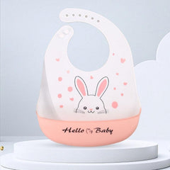 Silicone Baby Bib with Waterproof Design - Ultra-Thin and Adjustable Saliva Towel Rabbit BATT2