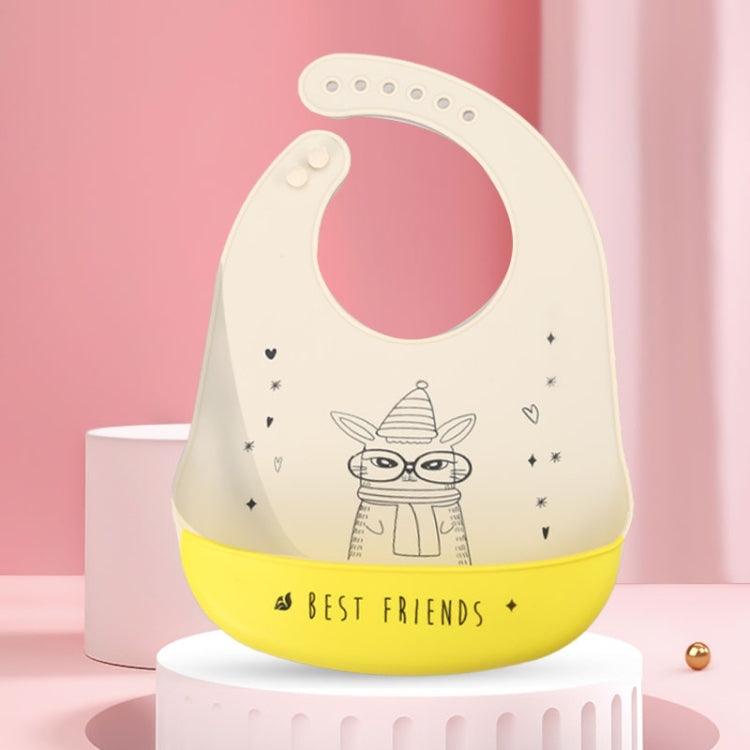 Silicone Baby Bib with Waterproof Design - Ultra-Thin and Adjustable Saliva Towel Rabbit Glasses 2