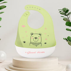 Silicone Baby Bib with Waterproof Design - Ultra-Thin and Adjustable Saliva Towel Good Bear 2