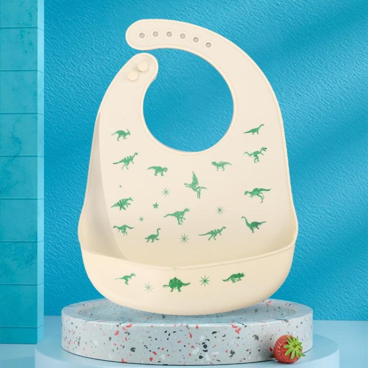 Silicone Baby Bib with Waterproof Design - Ultra-Thin and Adjustable Saliva Towel Dinosaur World