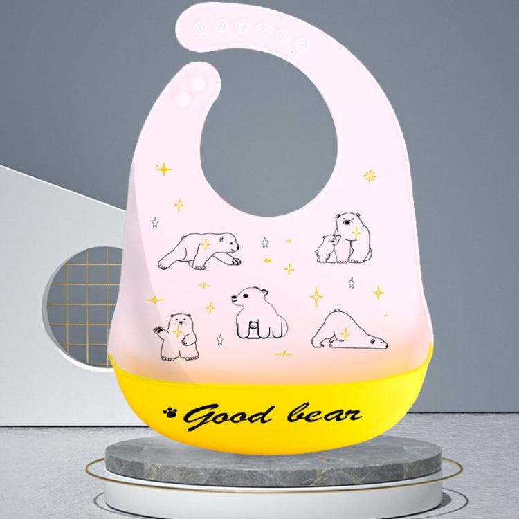 Silicone Baby Bib with Waterproof Design - Ultra-Thin and Adjustable Saliva Towel Silly Bear