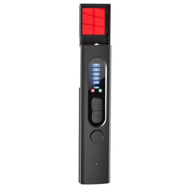 X13 Privacy Detector for GPS and Eavesdropping Protection handheld scanner with LED indicators and red lens open