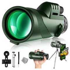 High-Powered 12X42 Outdoor HD Monocular with Night Vision and Smartphone Mount