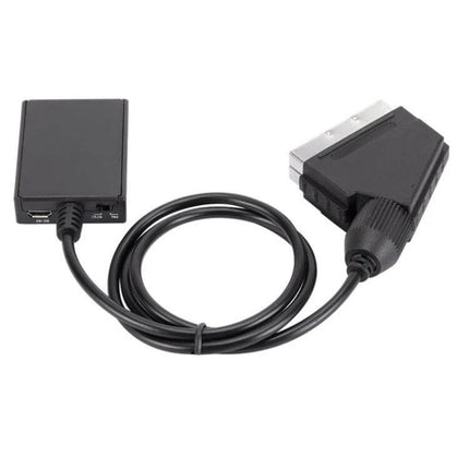 HDMI to Scart Converter for Connecting Devices to Older TVs black ABS unit with cable and SCART plug