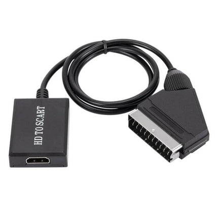 HDMI to Scart Converter for Connecting Devices to Older TVs - black ABS HDMI-to-SCART adapter cable for streaming boxes and gaming consoles