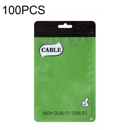 Thickened Plastic Ziplock Bags for Data Cable Storage, 100 Pack - green resealable pouch for cables and USBs