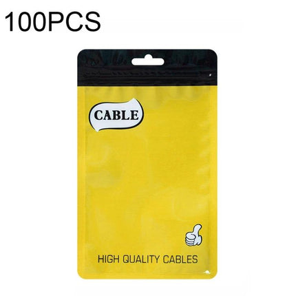 Thickened Plastic Ziplock Bags for Data Cable Storage, 100 Pack - yellow resealable cable storage bag for organizing USB drives and cords