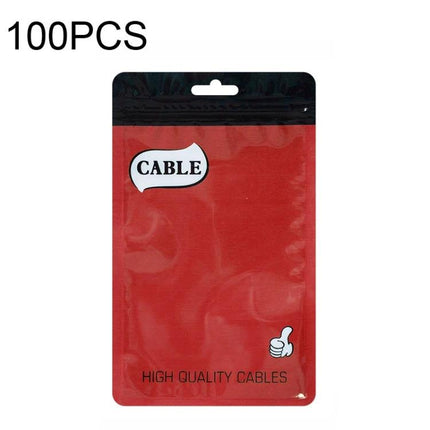 Thickened Plastic Ziplock Bags for Data Cable Storage, 100 Pack - red resealable cable storage pouch with hang hole and secure seal